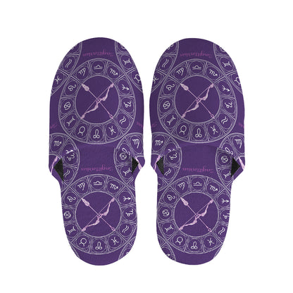 Purple Sagittarius Zodiac Pattern Print Slippers