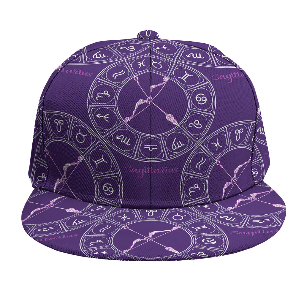 Purple Sagittarius Zodiac Pattern Print Snapback Cap