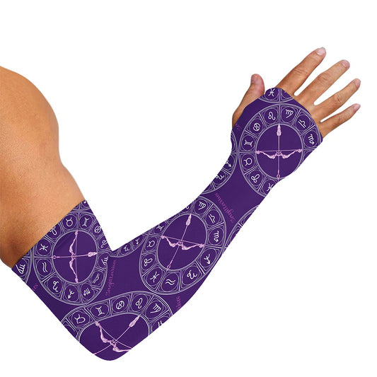 Purple Sagittarius Zodiac Pattern Print Sun Protection Arm Sleeves