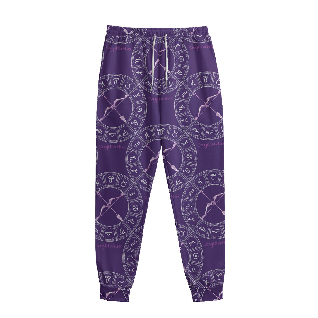 Purple Sagittarius Zodiac Pattern Print Sweatpants