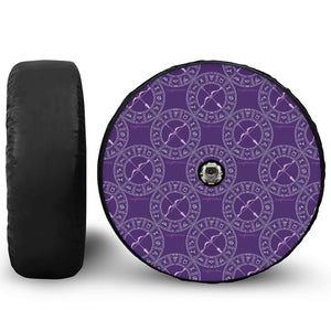 Purple Sagittarius Zodiac Pattern Print Tire Cover With Camera Hole