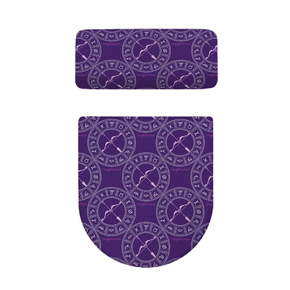 Purple Sagittarius Zodiac Pattern Print Toilet Lid And Tank Cover Set