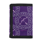 Purple Sagittarius Zodiac Pattern Print Trifold Wallet
