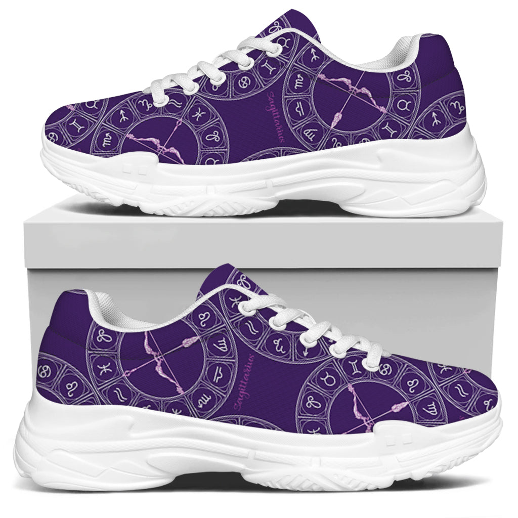 Purple Sagittarius Zodiac Pattern Print White Chunky Shoes