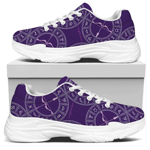 Purple Sagittarius Zodiac Pattern Print White Chunky Shoes