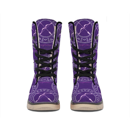 Purple Sagittarius Zodiac Pattern Print Winter Boots
