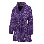 Purple Sagittarius Zodiac Pattern Print Women's Bathrobe