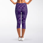 Purple Sagittarius Zodiac Pattern Print Women's Capri Leggings