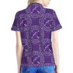 Purple Sagittarius Zodiac Pattern Print Women's Polo Shirt