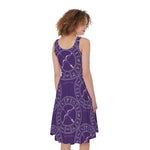 Purple Sagittarius Zodiac Pattern Print Women's Sleeveless Dress