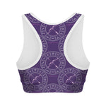 Purple Sagittarius Zodiac Pattern Print Women's Sports Bra