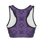Purple Sagittarius Zodiac Pattern Print Women's Sports Bra