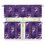 Purple Scorpio Zodiac Pattern Print 3 Piece Kitchen Curtains
