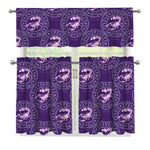Purple Scorpio Zodiac Pattern Print 3 Piece Kitchen Curtains