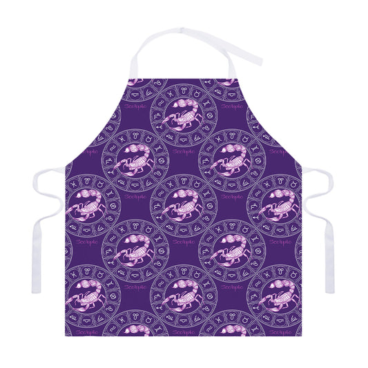 Purple Scorpio Zodiac Pattern Print Adjustable Apron