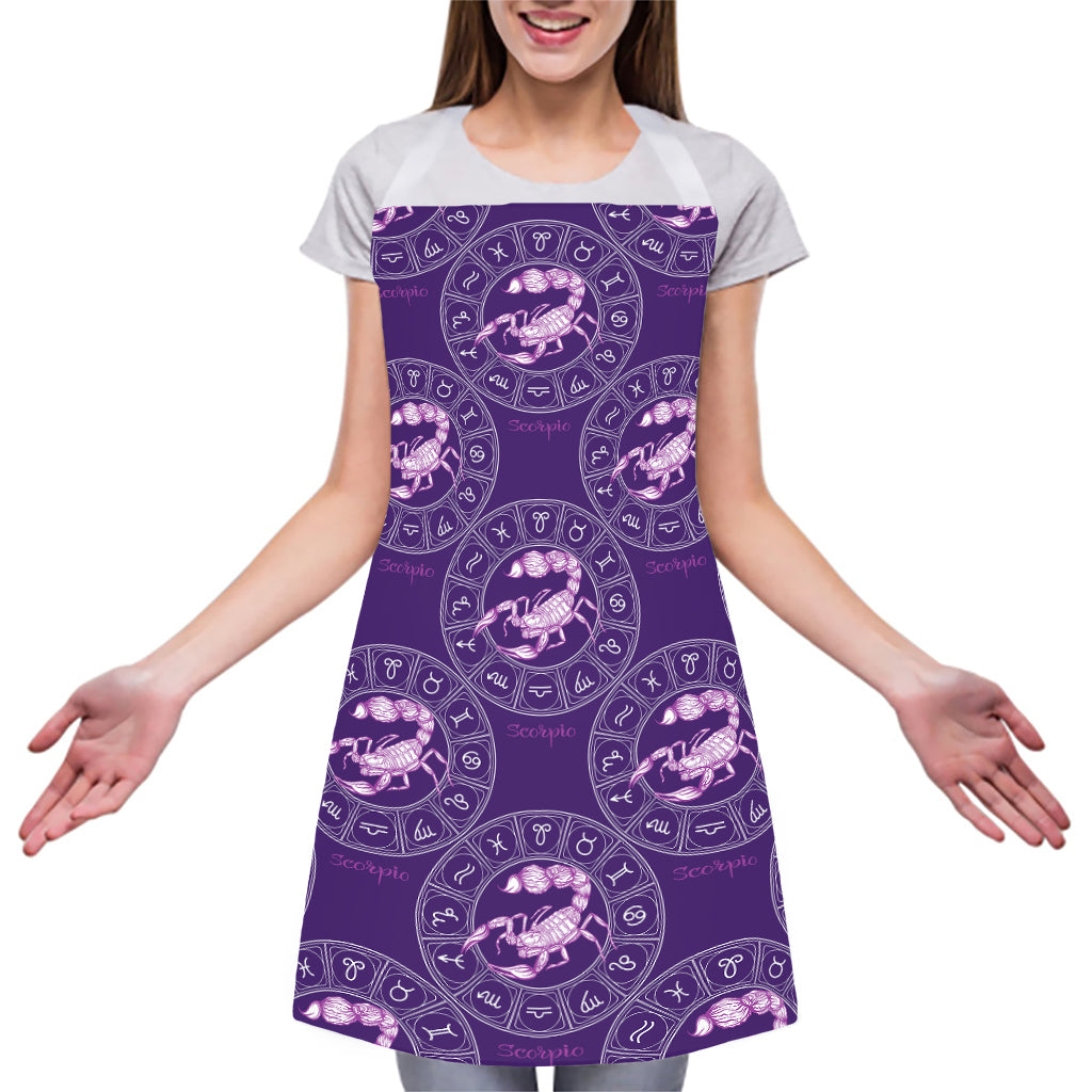 Purple Scorpio Zodiac Pattern Print Adjustable Apron