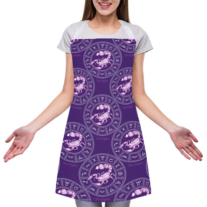 Purple Scorpio Zodiac Pattern Print Adjustable Apron