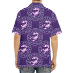 Purple Scorpio Zodiac Pattern Print Aloha Shirt