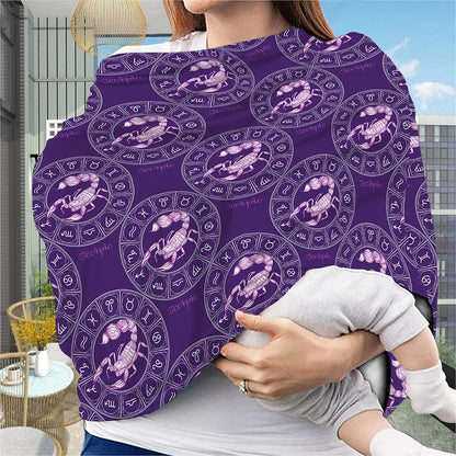 Purple Scorpio Zodiac Pattern Print Baby Seat Cover