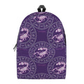 Purple Scorpio Zodiac Pattern Print School Backpack