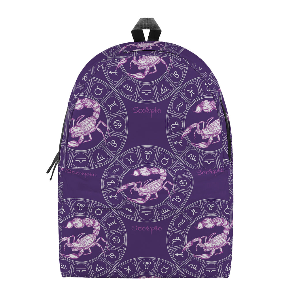 Purple Scorpio Zodiac Pattern Print Backpack