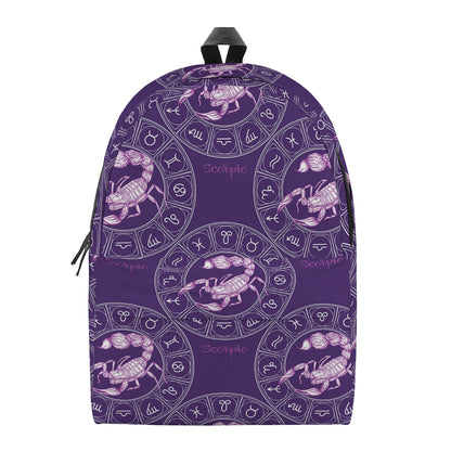 Purple Scorpio Zodiac Pattern Print Backpack