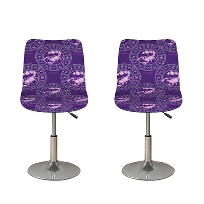 Purple Scorpio Zodiac Pattern Print Bar Stool Covers