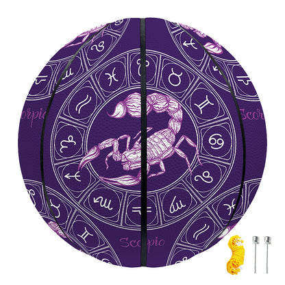 Purple Scorpio Zodiac Pattern Print Basketball