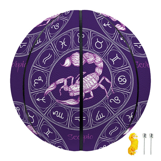 Purple Scorpio Zodiac Pattern Print Basketball