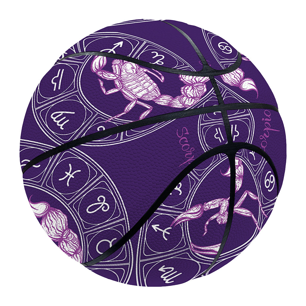 Purple Scorpio Zodiac Pattern Print Basketball