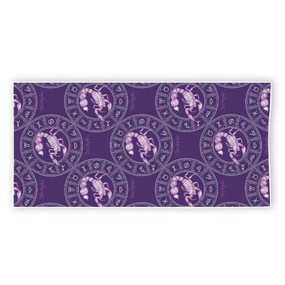 Purple Scorpio Zodiac Pattern Print Beach Towel