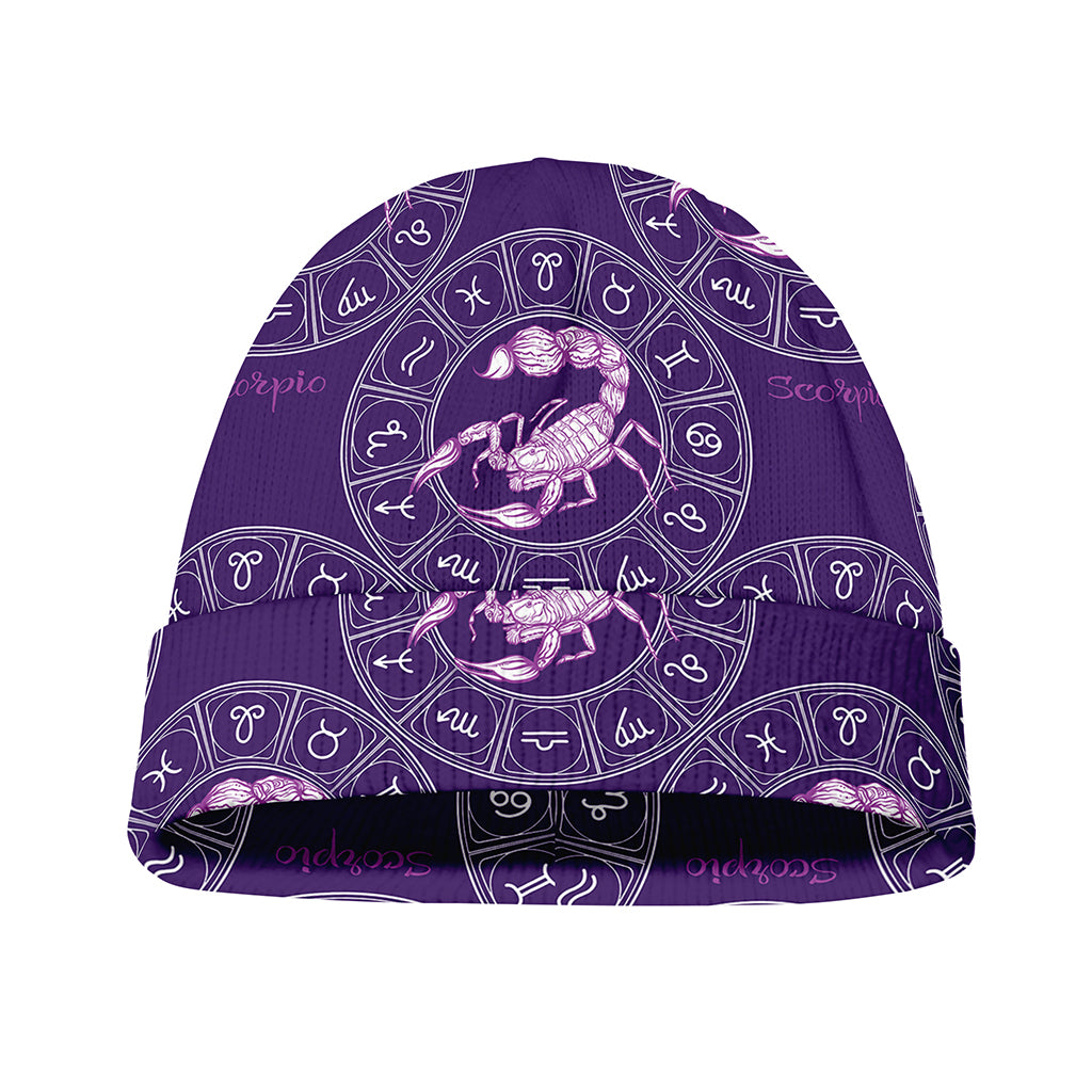 Purple Scorpio Zodiac Pattern Print Beanie