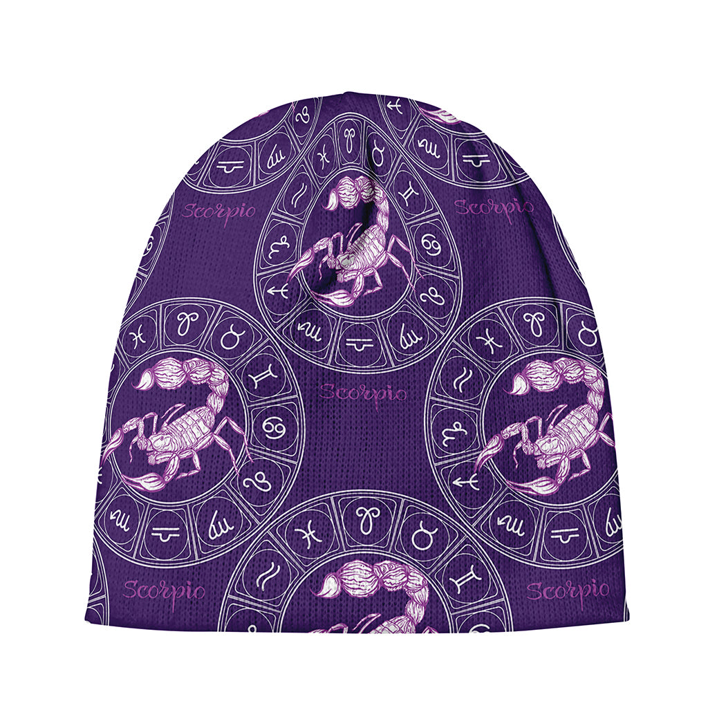 Purple Scorpio Zodiac Pattern Print Beanie