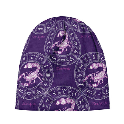 Purple Scorpio Zodiac Pattern Print Beanie