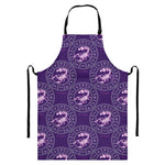 Purple Scorpio Zodiac Pattern Print Bib Apron With Pocket