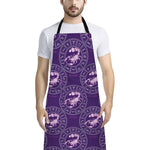 Purple Scorpio Zodiac Pattern Print Bib Apron With Pocket