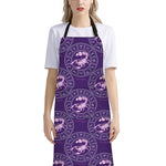 Purple Scorpio Zodiac Pattern Print Bib Apron With Pocket