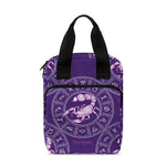 Purple Scorpio Zodiac Pattern Print Bible Tote Bag