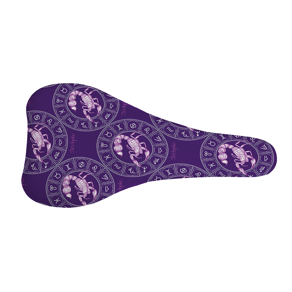 Purple Scorpio Zodiac Pattern Print Bicycle Seat Cover