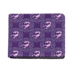 Purple Scorpio Zodiac Pattern Print Bifold Wallet