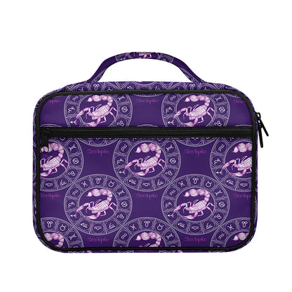 Purple Scorpio Zodiac Pattern Print Briefcase Bible Bag