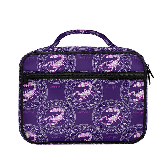 Purple Scorpio Zodiac Pattern Print Briefcase Bible Bag