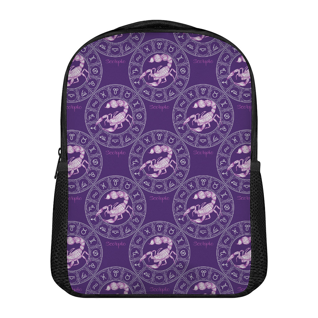 Purple Scorpio Zodiac Pattern Print Casual Backpack