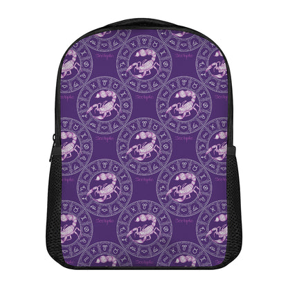 Purple Scorpio Zodiac Pattern Print Casual Backpack