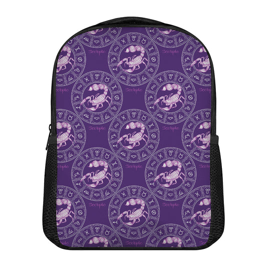 Purple Scorpio Zodiac Pattern Print Casual Backpack