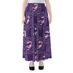 Purple Scorpio Zodiac Pattern Print Chiffon Maxi Skirt