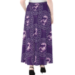 Purple Scorpio Zodiac Pattern Print Chiffon Maxi Skirt