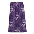 Purple Scorpio Zodiac Pattern Print Cotton Front Slit Maxi Skirt