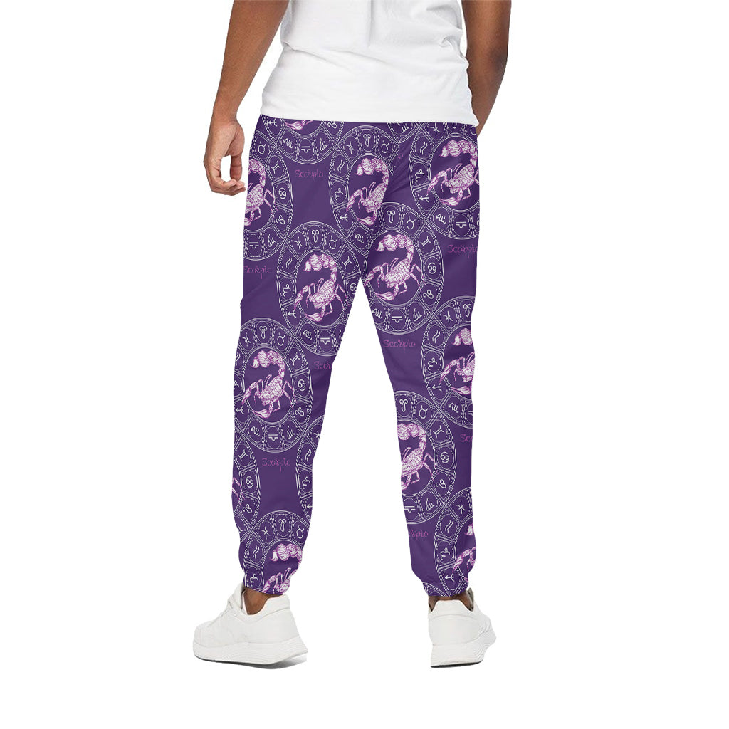 Purple Scorpio Zodiac Pattern Print Cotton Pants
