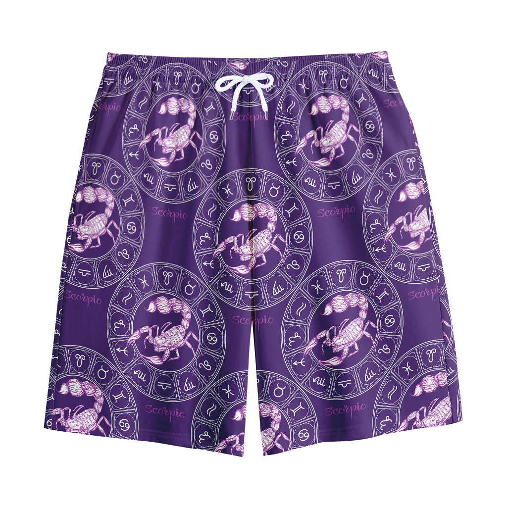Purple Scorpio Zodiac Pattern Print Cotton Shorts